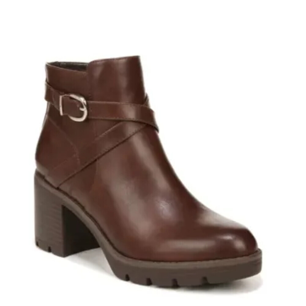 Naturalizer Madalynn Boots Women's US 9 Brown Block Heel Ankle Bootie LION190